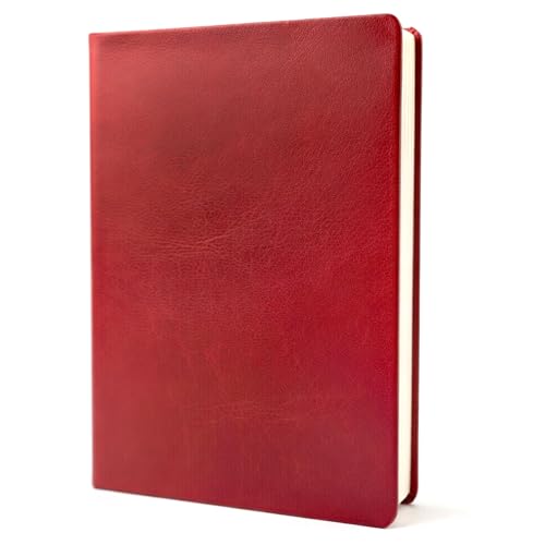 Image of GLUN Soft Touch PU Leather A5 Notebook, Red Cover Portable Pocket Diary Notepad with Schedule, 252 Writing Pages for Home, School & Office Use