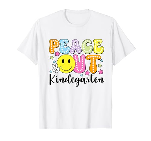Peace Out Kindergarten Last Day School Dots Teacher Kids Camiseta