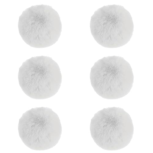 6 Pcs White Pom Poms 7cm Pom Poms for Hat Fluffy Soft Faux Fur Pom Poms for Hat for Hats Shoes Scarves Gloves Knitting Bags Key Chain Charms Accessories(White)