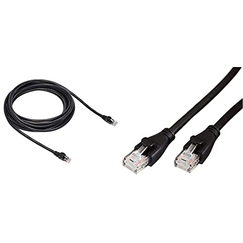 Amazon Basics RJ45 Cat-6 Gigabit Ethernet Patch Internet Cable - 15 Foot & RJ45 Cat-6 Ethernet Patch Internet Cable - 10 Foot (3 Meters), Black