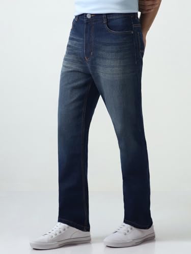 Image of Urbano Fashion Men's Straight Fit Heavy Washed Jeans Stretchable