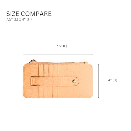 JEN & CO. Saige Slim Wallet Women Vegan Leather Credit Card Holder Coin Purse for Women with Zipper Change Pouch (Pearl)3