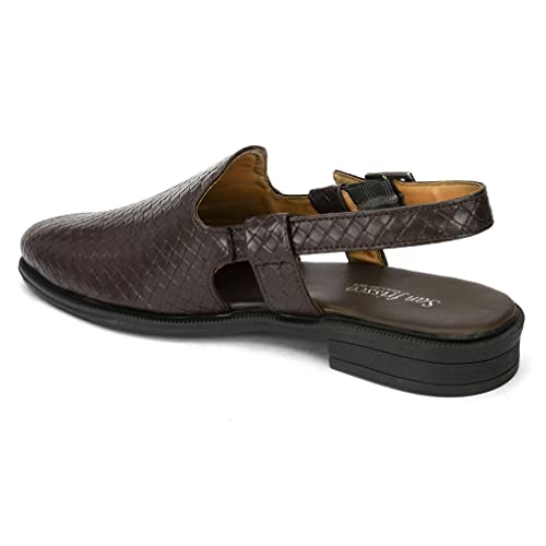 Image of San Frissco Men's Casual Mules with Leatherette Textured Design /Ethnic Jutis and Mojaris for Wedding,Occasions,Parties /Peshawari Loafers Slip-On Shoes for Men /Comfortable Fit for Everywhere
