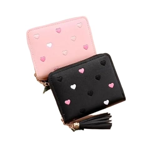 wallet 1PC Women Small Wallet Ladies Fit For Mini Tassel Wallet Cute Girl Short Zipper Lovely Pu Leather Coin Purse Female Hand Wallet Purse Portable(Light pink)2