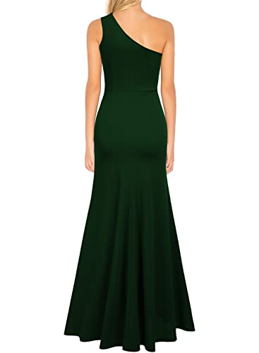 Woosea Women's One Shoulder Sleeveless Split Bodycon Mermaid Evening Cocktail Long Dress Green #TOP1