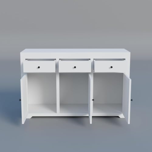Image of Solid Sheesham Wood Deco White Finish Woven Pattern Chest of Drawer