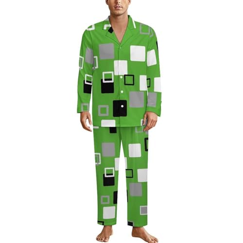 Mens Pajama Set, Soft Button Down Pajamas, Long Sleeve Pjs Sleepwear Loungewear Comfy Sleep Sets