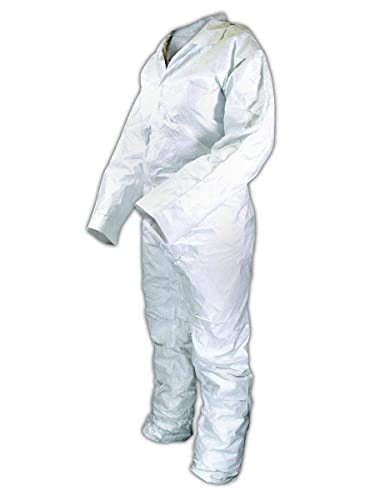 CLEANPRO White Microporous Polypropylene Disposable Coveralls, 25 Count (Large)