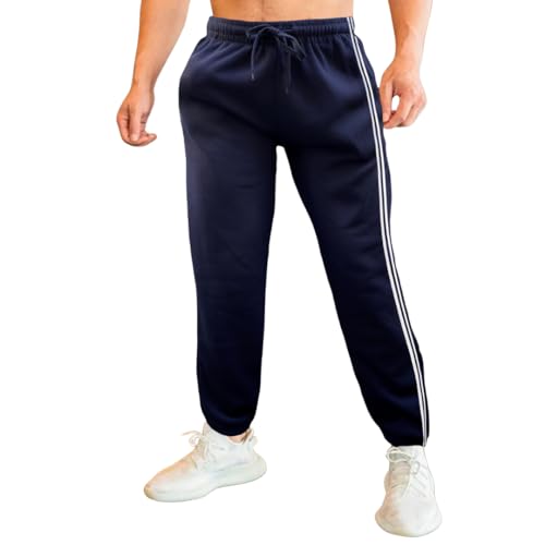 Consejos para Comprar Deportes Caballero favoritos de las personas. 48 Pants Caballero Jogger Pant Interior Térmico Joger Hombre Pantalones Cargo Caballero Deportivo Bolsa Felpa Pantalón (MX/US, Alfa, Mediano, Regular, Regular, Marino D44)