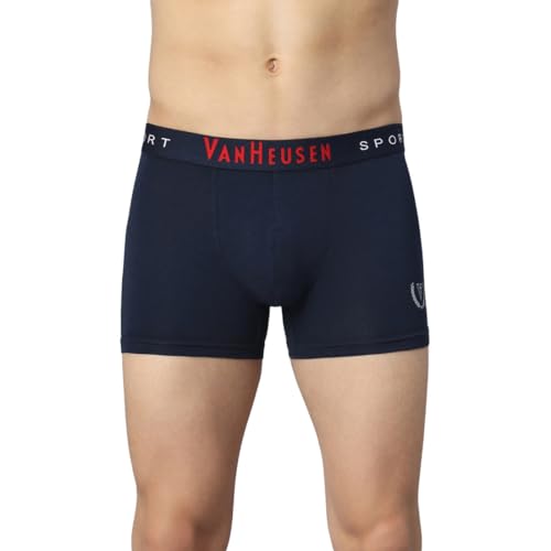 Image of Van Heusen Cotton Men Sport Plush Back Elasticized Waistband Trunks - Double Layer Gusset, Solid