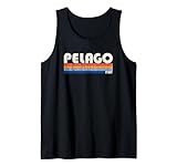 Muestra tu amor por Pelago, Italia con este moderno diseño retro de ciudad. Este diseño cuenta con el nombre de la ciudad en una fuente genial con subrayado de rayas de colores. El aspecto envejecido le da una sensación clásica vintage que a todos les encantará.