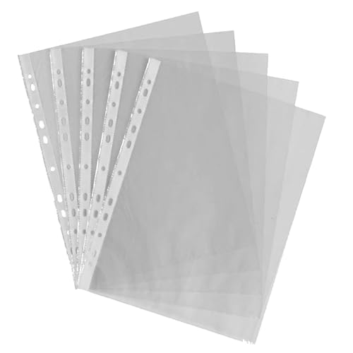 50 fundas perforadas de plástico A4 de 30 micras para carpetas, archivadores, carteras, fundas