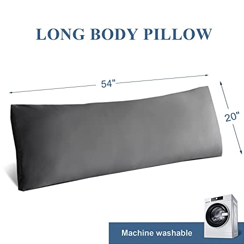 Hig Grey Supportive Full Body Pillow With Cover For Sleeping, Cuddly Body Pillow Insert With Zippered Microfiber Cover, Ergonomic Long Bed Pillow For Adults Pregnant Side Sleeper, 20" X 54" (Nadia) #TOP6