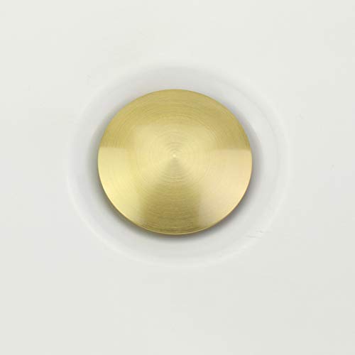 Bathroom Sink Pop Up Drain Assembly Without Overflow Fits 1.57 to 2.36 Inch Sink Openings with 1-1/4 Inch Tailpiece Large Cap Solid Brass Drain Stopper (Brushed Gold) - image 5