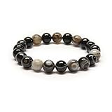 Elastique de Qualité Bracelet en AGATE OEIL NOIRE de qualité A - Perles rondes de 8mm- Pierre naturelle - Bijou Artisanal (14cm)