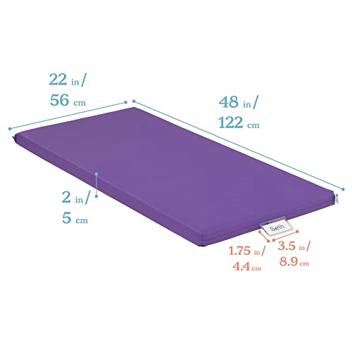 Image of ECR4Kids SoftZone Rainbow Rest Time Mat with Name Tag, Sleeping Pad, Purple, 5-Piece