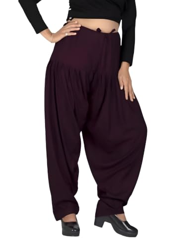 Image of FASHION GALLERY Women's Rayon Relaxed Fit Patiala Salwar with Full Length Drawstring Closure Type and Flexible Waist | Patiala Pant for Woman Free Size Fit Upto XXL