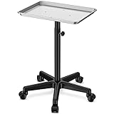 DEER BEAUTY Salon Tray on Wheels - Premium Aluminum Tattoo Tray Rolling Trolley - Adjustable Salon Service Rolling Tray Hairdresser Cart with Clinic Spa Rolling Tray