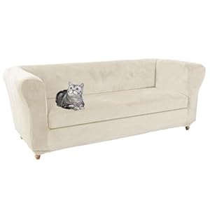 Velvet Chesterfield Sofahoes, stretchhoes, wasbare bankbeschermer voor gebogen bank, beige, 3-delige set (stoel 1 kleine zit)