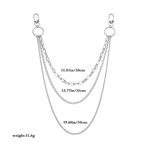 JKJF Punk Jeans Chains Hip Hop Pants Chain Multi Layer Pocket Chains for Women Men Girls Boys - 2 Pcs Silver3
