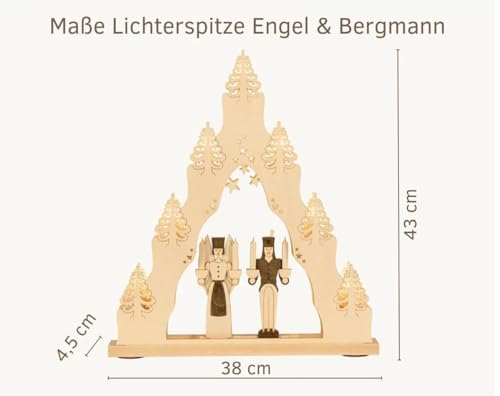 Pointe lumineuse bois Ange & Bergmann grand modèle 38 x 43 cm