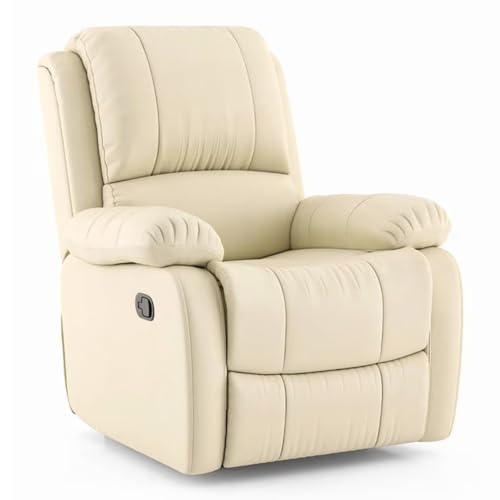 Image of Urban Ladder Lebowski Leatherette One Seater Manual Recliner in Ancient Ivory Cream Colour