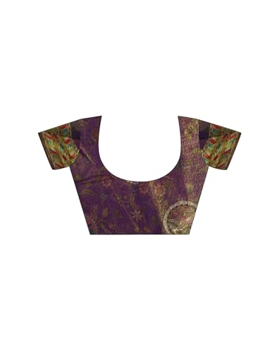 Image of SIRIL Women's Cotton Linen Kalamkari Printed Handloom Saree with Unstitched Blouse Piece