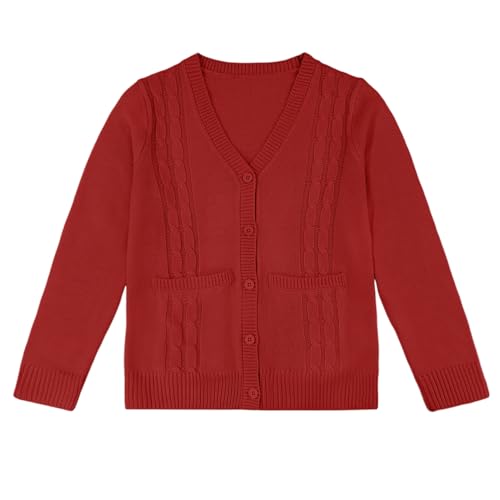 Girls' Cardigan Sweater Long Sleeve Button Down Knit Sweater with Pockets School Uniform Outerwear 4-13 Years