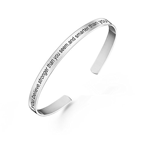 Sterling Silver Personalized Engraved Messages Cuff Bangle Bracelet Inspirational Jewelry Gifts for Women