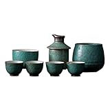Sake-Tassen-Set – 7-teiliges Keramik-Set mit Stövchen zum Servieren von warmem oder kaltem Sake...