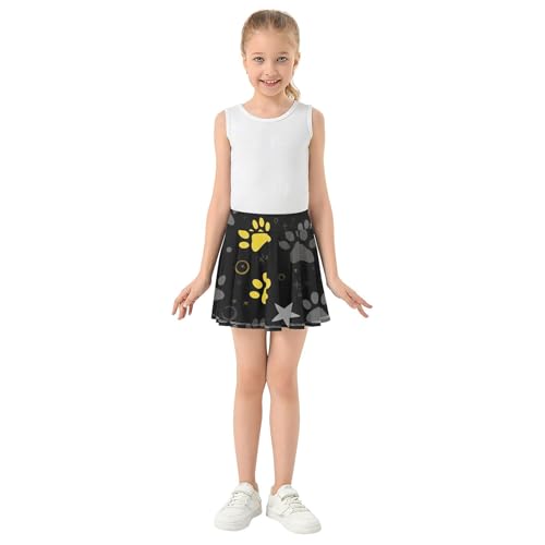 Paw Prints Black Girls Skorts Athletic Shorts Tennis Skirts Toddler Pleated Pleated 3t3