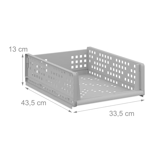 Bac de rangement pour organiser le dressing et le bureau lot de 3 gris