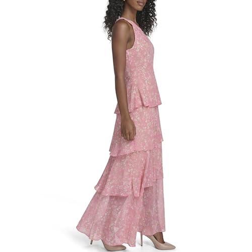 Image of Tommy Hilfiger Women's Sleeveless Halter Neck Tiered Skirt Maxi Dress