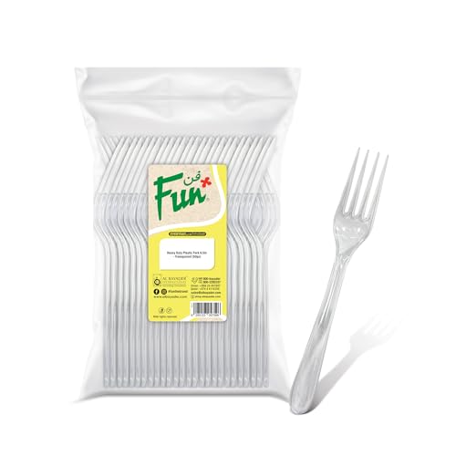 Fun Heavy Duty Plastic Forks 6.5in Durable Disposable Cutlery for Parties Events and Everyday Use Clear Forks (Pack of 50)