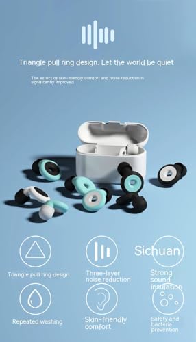 Image of Appli Quiet Ear Plugs For Noise Reduction Super Soft,Reusable Hearing Protection In Flexible Silicone For Sleep & Flights - 6 Ear Tips In S /M /L 28Db Noise Cancelling (Black)