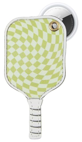 Image of Sonix Keychain Case Compatible with Apple AirTag | Protective AirTag Cover Keychain | Checkmate Green Pickleball Paddle | Pickleball Green