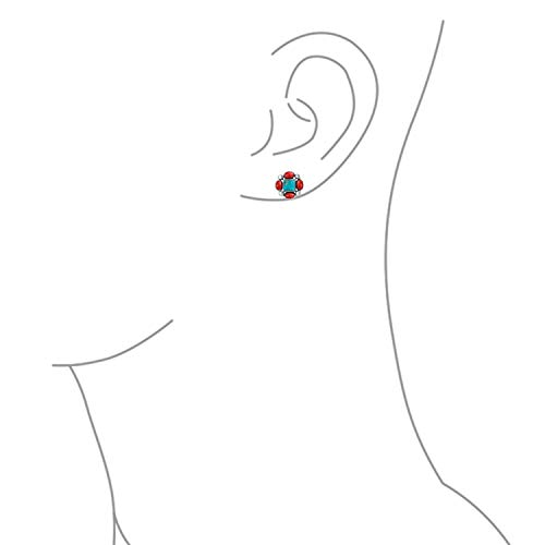 Boho Southwestern Native American Style Genuine Gemstone Turquoise Red Coral Concho Eagle Wings Stud Earrings Western Jewelry For Women Teens .925 Sterling Silver3