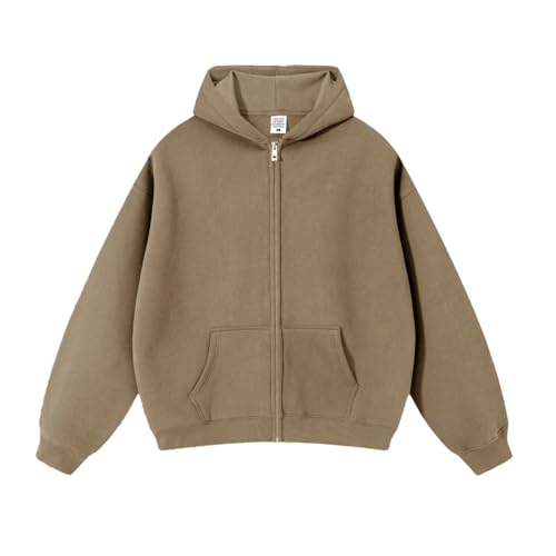 Mi Bo Tong Oversized Mens Hoodies Streetwear Vintage Sweatshirt Heavyweight Sports Full Zipper Plain Hoody