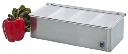 Miniatura 2 de American Metalcraft Soporte para condimentos CD4 sin enfriar con 4 compartimentos, color plateado