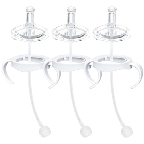 Sippy Cup Conversion Kit Compatible with Philips Avent Natural Baby Bottles Soft Straw top and Weighted Ball Sippy Cup Transition Kit with Handles 8m+ Pack of 3