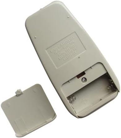 Vinklet view of the back of the remote control with the battery cover removed, showing empty battery slots.