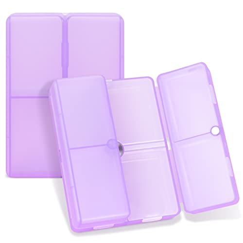 Image of FYY Travel Pill Organizer,7 Compartments Pill Box Medicine Case-ClearPurple