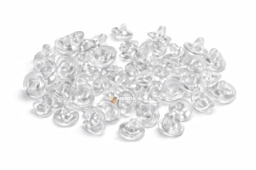 Image of Mertia Earring Back Stopper (200 Pcs) - Secure Earring Backs for Studs, Earrings Back Stopper, Silicone Earring Back Stopper, Earring Safety Backs & Ear Lobe Support