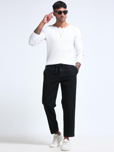 Image of Black Relaxed Ankle Jogger Jeans (MMDJRA03-102)