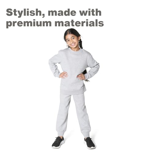 EVERYDAY KIDS Girls’ Fleece Crewneck Sweatshirt; Girl’s Long Sleeve Pullover Shirt - Soft and Breathable Cotton/Poly Blend2