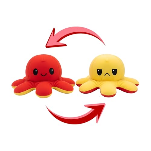 Image of Reversible Octopus Soft Toy for Kids | Best for Valentine & Birthday Gift | Stuffed Animal Plushie for Baby Boys and Girls | Flip Plush Toy for Adults | Red & Yellow