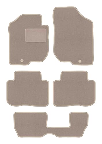 Tapis de voiture pour Kia Carens III 7 places 2006-2010 en velours beige