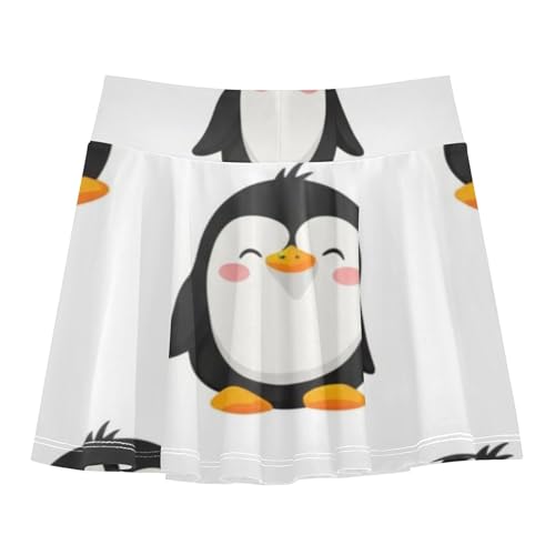 Athletic Shorts for Girls Skorts Kids Tennis Skirts Cute Comfy Cheer Skirt Cartoon Penguins White 3t2