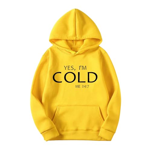 Yes I'm Cold Me 24:7 Hooded Sweatshirts Mens Funny Pullover Hoodies Basic Loose Long Sleeve Fall Casual Tops