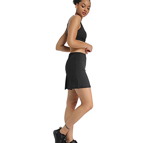 Ultrafun Women's Active Tennis Golf Skort Pleated Athletic Sports Running Skirt with Pockets and Shorts (Black, Medium) - Thumbnail 6